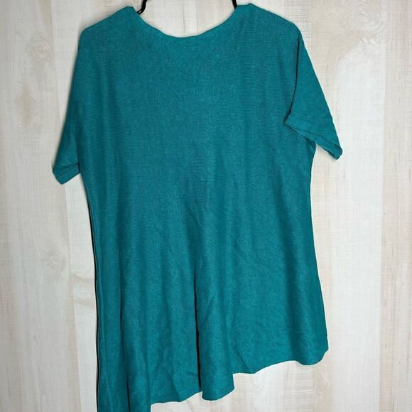 Eileen Fisher linen turquoise short sleeve‎ tunic top, size small - Picture 10 of 16